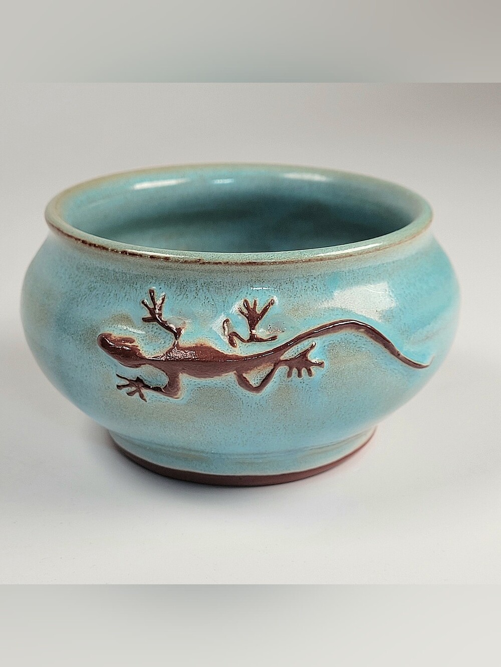 The Kilnworks Pottery St. Thomas GECKO Salamander Trinket Dish Bowl Sm. Pot 4"W